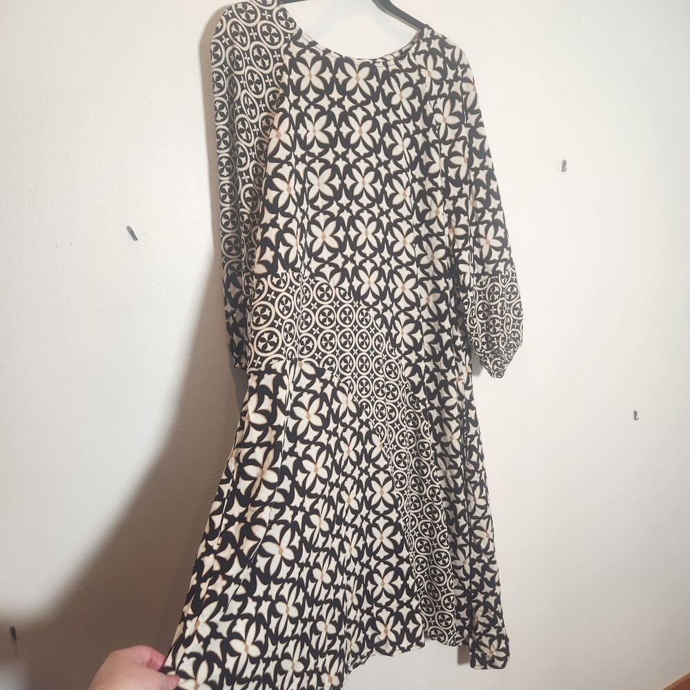 Chico's 4 Rayon Silk Blend Plus Size Balloon Sleeve Asymmetric Hem